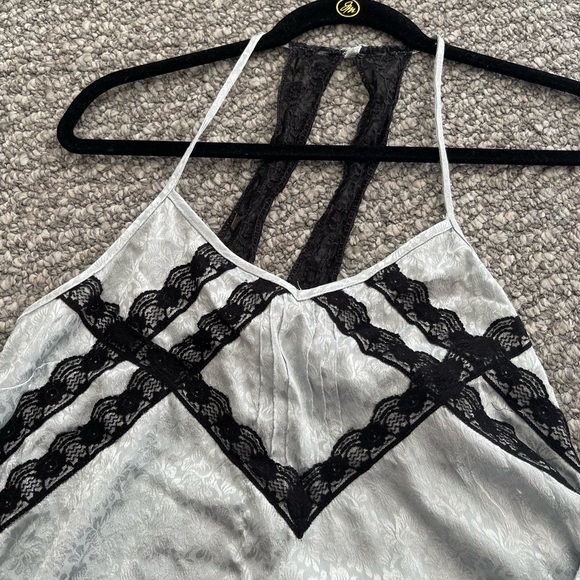 RIVER ISLAND SIZE SMALL SEXY CUTE PAJAMA SET WITH LACE BLACK TRIM - Picture 5 of 7